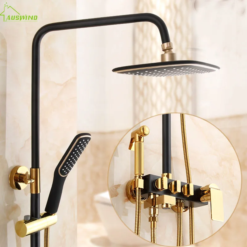 Shower Faucet Bathtub Faucet Sets Bathroom Luxury Black Golden Shower Mixer with Bidet Shower
