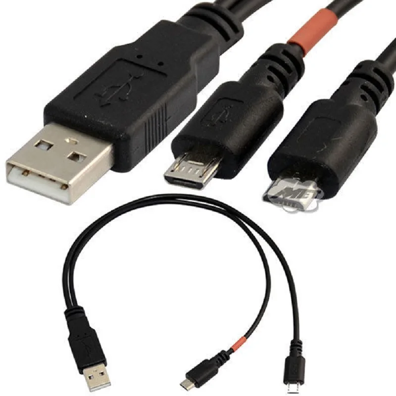 DANSPEED 30 см 1 фут USB 2,0 A папа-двойной Micro B Мужской кабель для синхронизации данных зарядное устройство сплиттер Y Кабель-адаптер Шнур