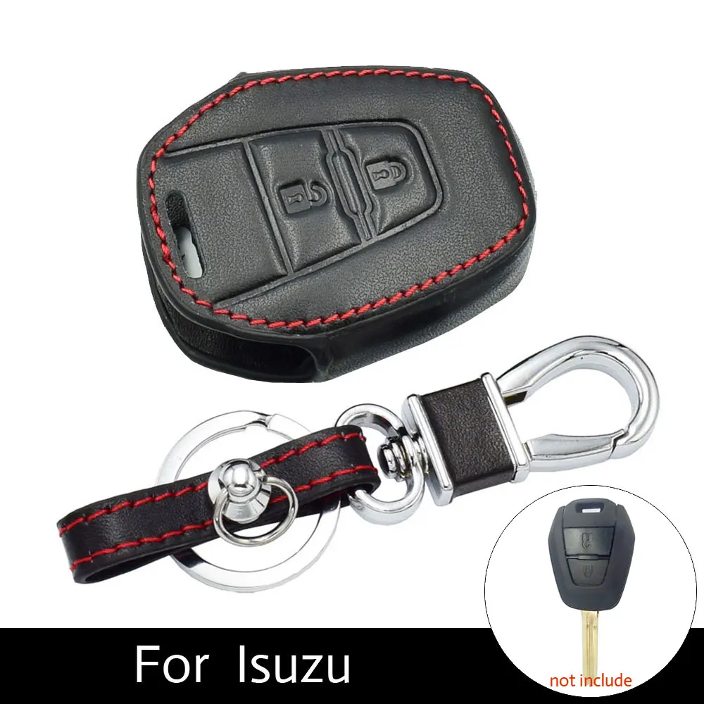 ATOBABI 2 Buttons Leather Car Key Case Protect Cover Fob Holder Fit For