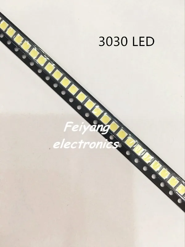 100 шт. Светодиоды SMD высокой мощности 1 Вт 3 в холодный белый свет 3030 светодиодов