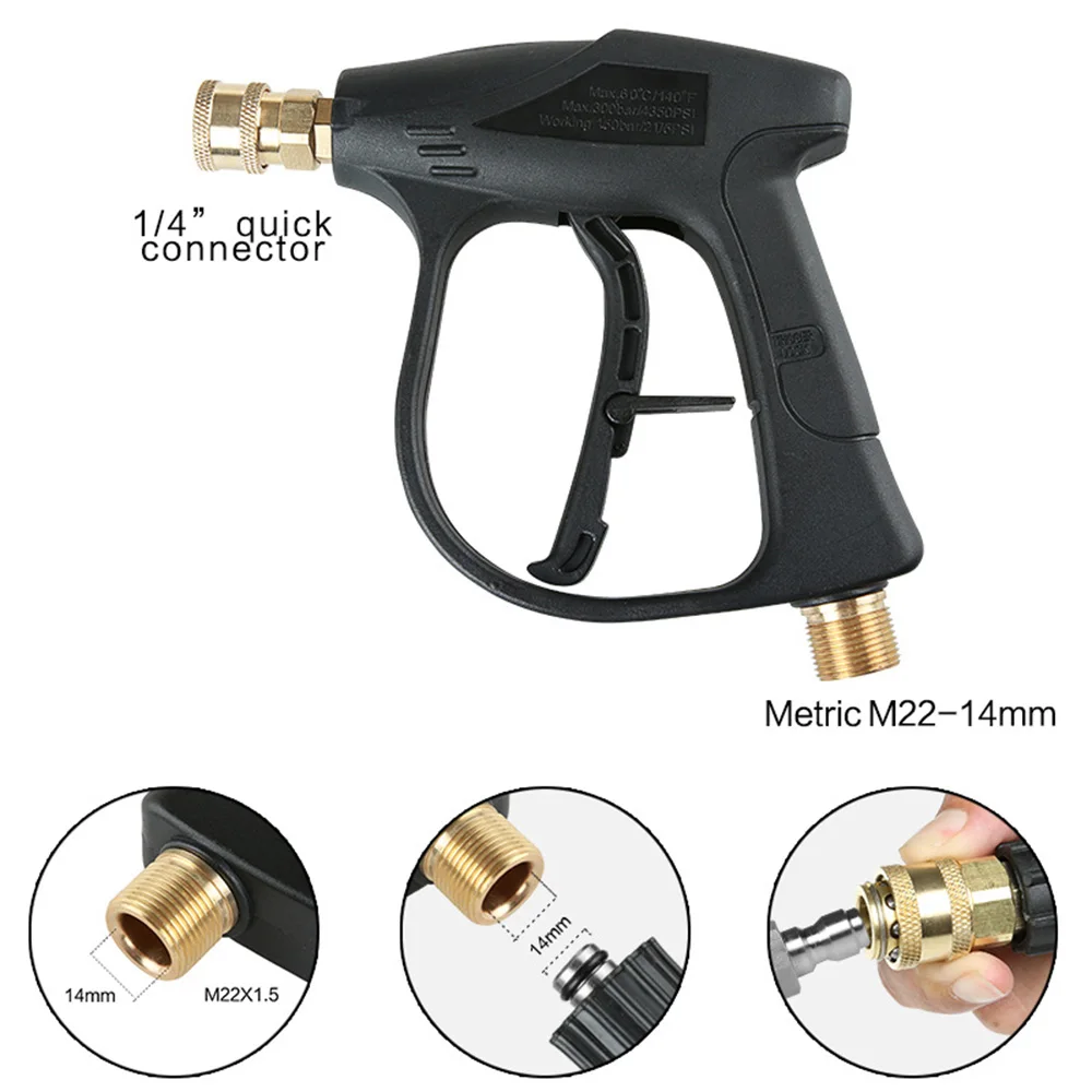 High Pressure Car Washer Gun Snow Foam Lance 1/4" Quick Release with 5 Nozzles Car Washer Water Gun M14 M18 M22 ID22 3/8"