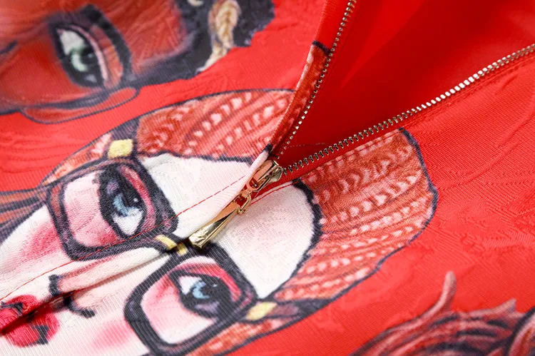 Женское короткое платье без рукавов Svoryxiu, красное жаккардовое платье с принтом в виде мультперсонажей и надписей на лето