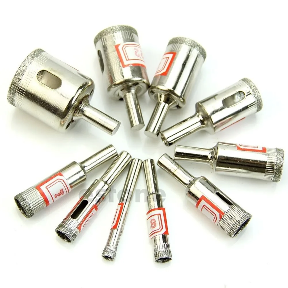 10Pcs Diamond Coated Core Hole Saw Drill Bit Set Tools For Tiles Marble