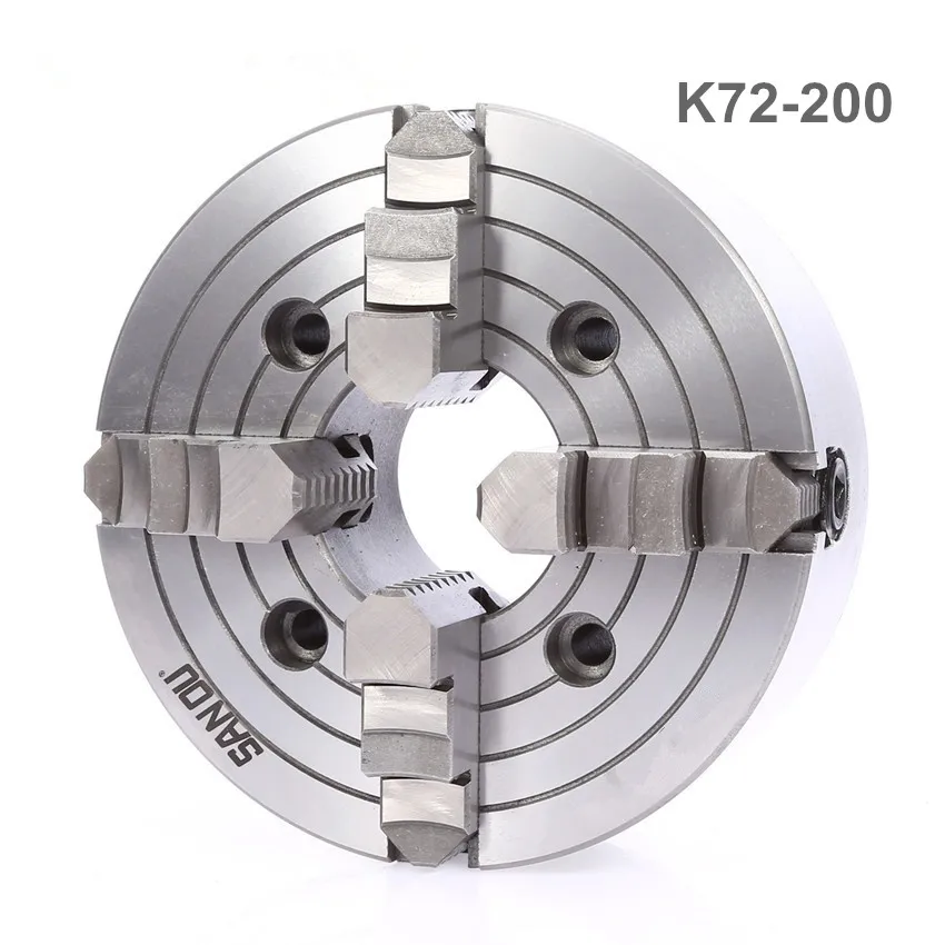 

K72-200 4 Jaw Lathe Chuck Four Jaw Independent Chuck 200mm Manual for Welding Positioner Turn Table 1PK Accessories for Lathe