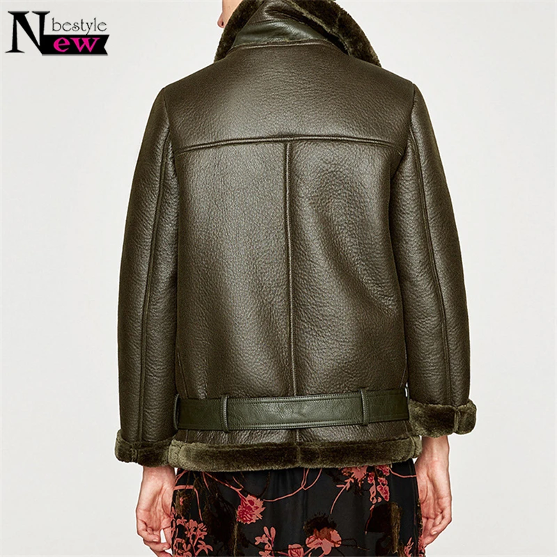 Épaississent Moto wine Manteau black Jackets Moelleux Fourrure Hiver Fur De Green Peau Women Coat Faux Red En Mouton Veste Femmes Cuir Jacket 2018 PnwT5Hxw
