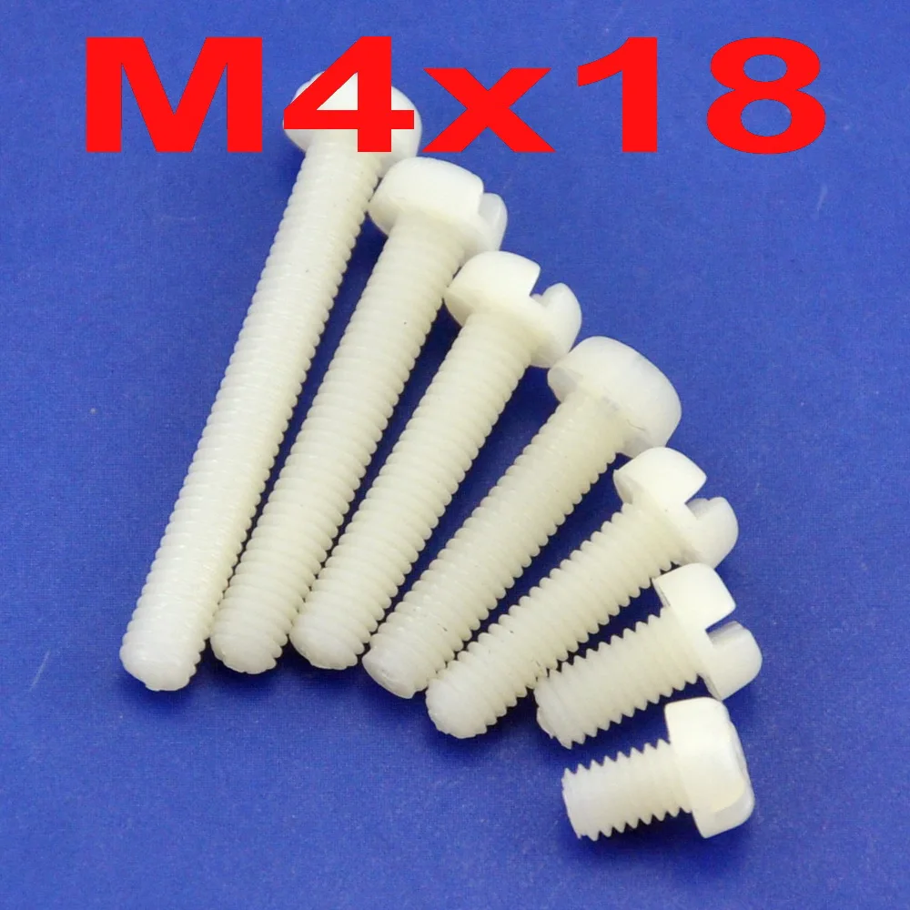 ( 10 pcs/lot ) Metric M4 x 18mm Nylon Phillips/Slot Pan-Header Screw.