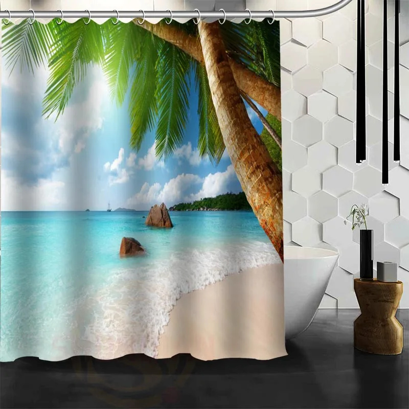 Custom Caribbean Sunshine beach Shower Curtain Polyester Fabric More