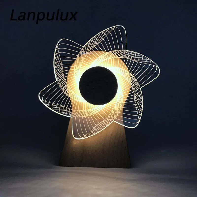 Lanpulux 3D деревянная Музыкальная Коробка лампа колесо обозрения руля вращающийся