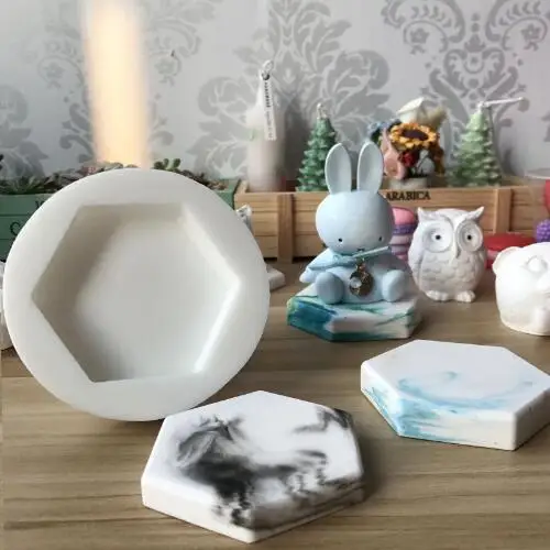 

Silica gel symple sexangular coasters Silicone mold fondant molds new gypsum hexagonal display plate silicone aroma stone mold