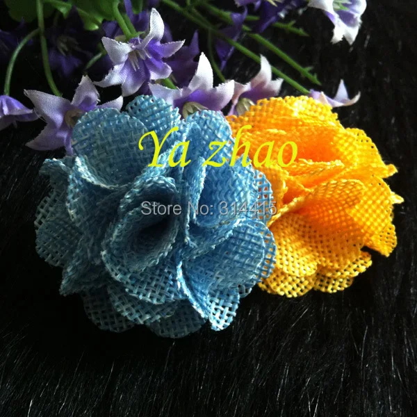 " цветок из мешковины, тканевый цветок для повязки на голову 18 цветов, 500 шт/партия, по EMS