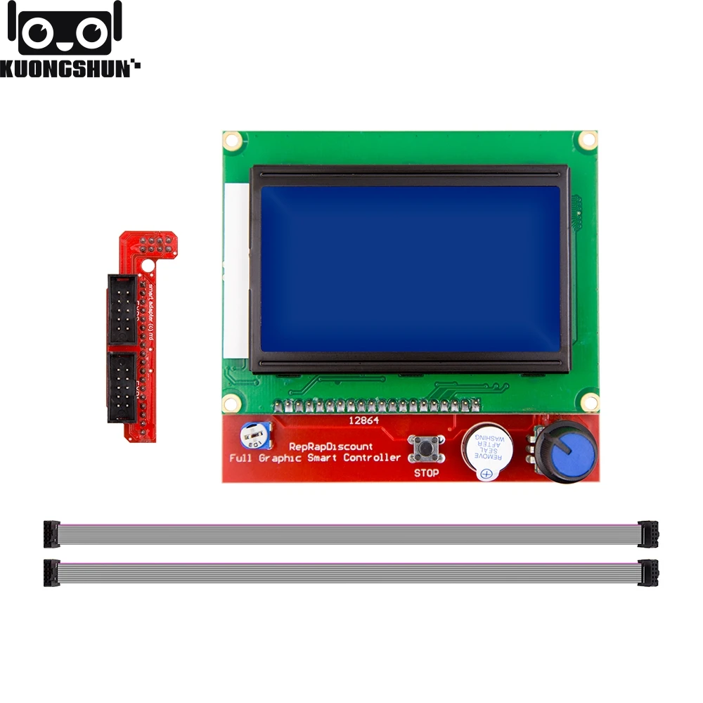 KUONGSHUN الرسم الكامل 12864 جهاز تحكم ذكي RAMPS 1.4 LCD 12864 LCD لوحة التحكم شاشة زرقاء ل 3D طابعة