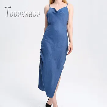 

2019 Drawstring Slit Women Dress Sexy Backless Female Dresses