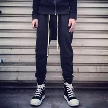 27-44 Горячая Весна мужской модный, больших размеров колена молнии мешковатые брюки Висячие Слаксы