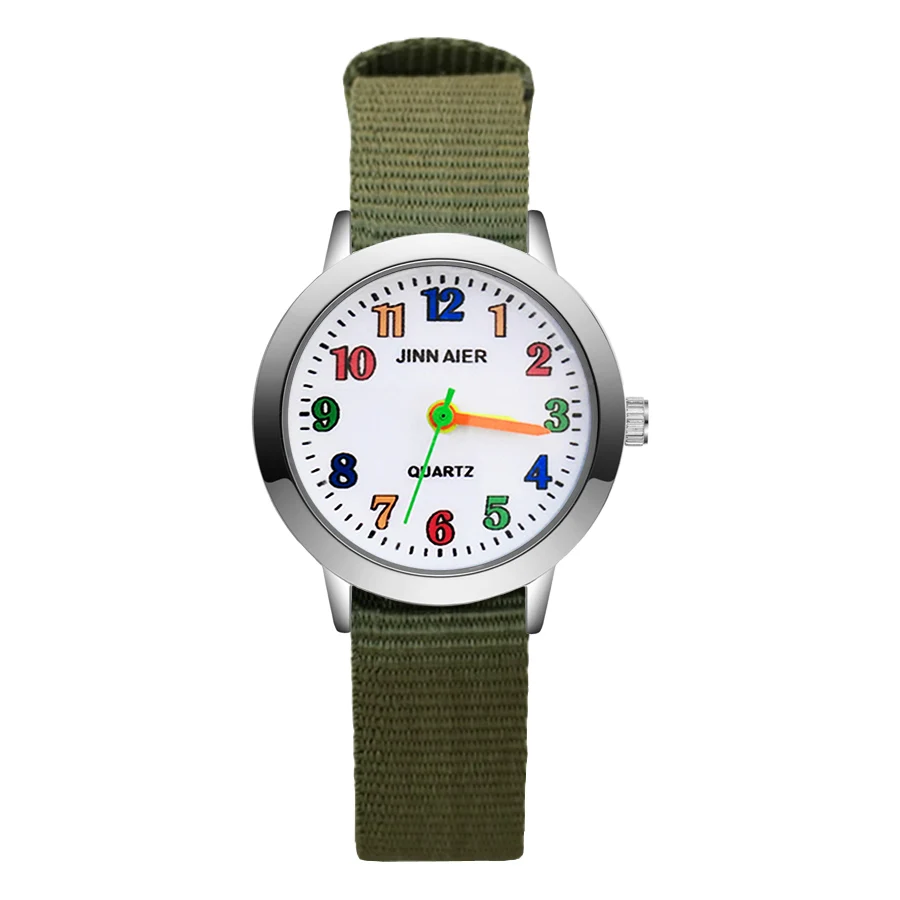

Cartoon Colorful Arabic numerals style Children's Watches Kids Student Girls Boys Quartz Nylon strap Wrist Watch Clock JA121
