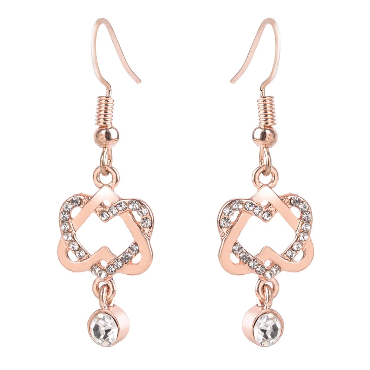 1Pair Crystal Heart Dangle Earring Brincos Femme Sexy Women Hook Drop Earrings Fashion Party Jewelry Accessories Gift