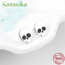 Мода 925 стерлингового серебра черный череп серьги-гвоздики с эмалью для женщин животных серьги Роскошные ювелирные изделия подарок oorbellen