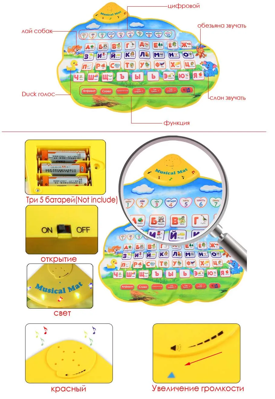 73x49 см русский музыкальный коврик с алфавитом и номером, играющее музыкальное одеяло, детские развивающие Игрушки для раннего распознавания