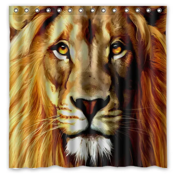 180X180Cm Waterdicht Bad Douche Gordijn Met Haken Leeuw Badkamer