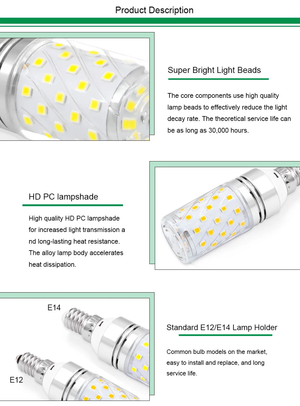 YWXLight E12/E14 светодиодный свет кукурузы 60 Светодиодный 12 Вт равноценной заменой 100 Вт лампа накаливания холодный белый/теплый белый 85-265 V(4 шт