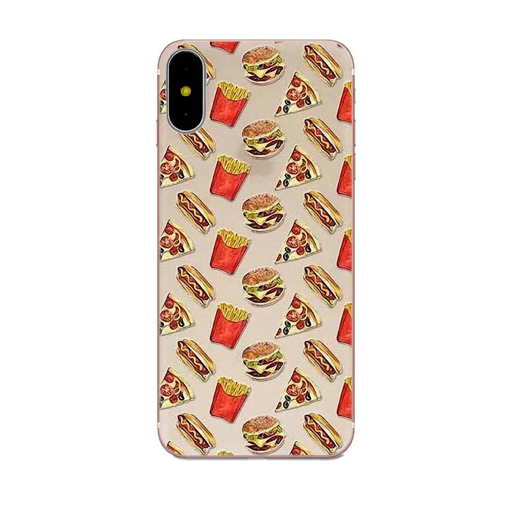 Чипы пицца еда гамбургеры для Apple iPhone 4 4S 5 5C 5S SE 6 6S 7 8 Plus X XS Max XR Мягкий ТПУ узор