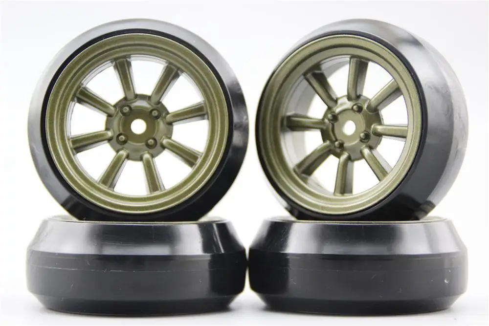 4 шт. RC 1/10 твердый Drift Tire обод колеса с шиной W8S3BR 3 мм Смещение (живопись Brozen)