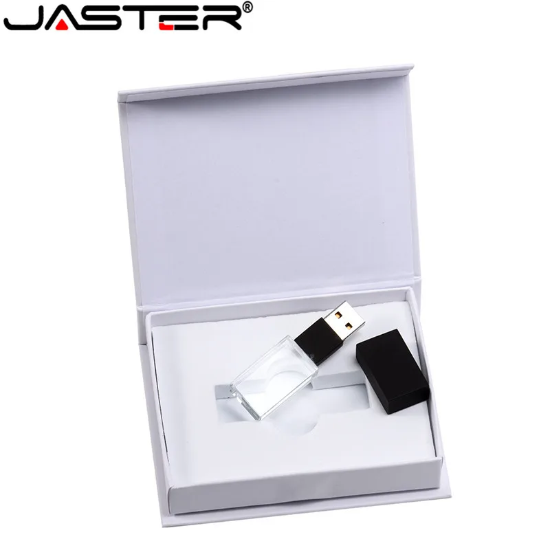 

JASTER New Custom LOGO Crystal Usb 2.0 Memory Flash Drive with Gift Box 2GB 4GB 8GB 16GB 32GB 64GB(Over 10pcs Free Logo)
