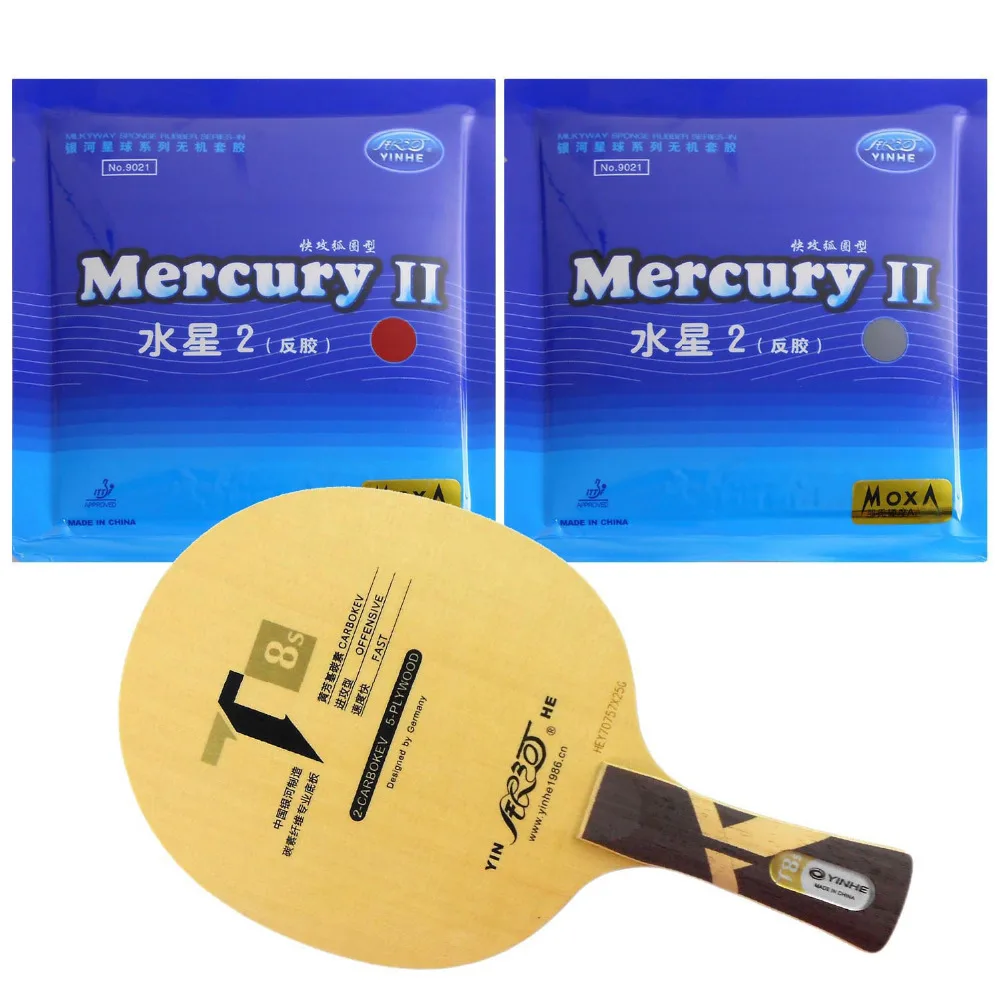 Ténis de Mesa T8s com 2 Pró Combinação Raquete Galaxy Yinhe Pingpong Peças Mercury ii Longo Shakehand fl