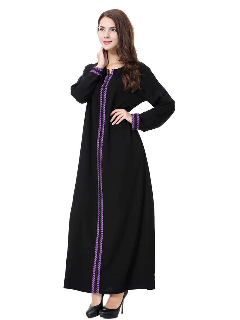 2018 Большие размеры XXXL арабских Abayas последние турецкий мусульманский Для женщин Стенд воротник с длинным рукавом Макси платье Исламская