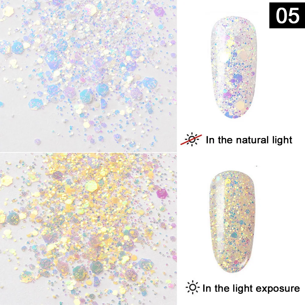 1 коробка Блестящие Блестки для ногтей Советы УФ гель Дизайн ногтей украшения красочные блестки для ногтей порошок пыль маникюрный аксессуар 40