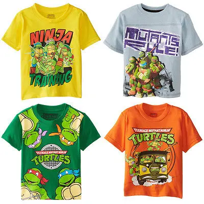 Kid Boys Teenage Mutant Ninja Turtles 4TMNT Characters Michelangelo Shirt free shipping
