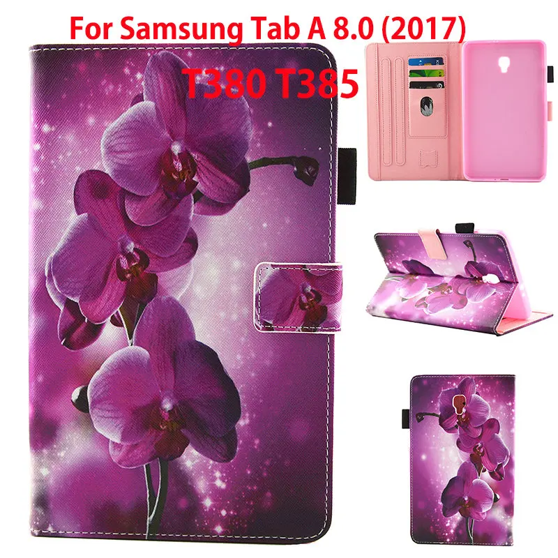 Модный чехол с принтом для samsung Galaxy Tab A 8,0 SM-T380 T385 8,0 дюймов, умный чехол, чехол для планшета из искусственной кожи, чехол+ пленка+ ручка - Цвет: K054