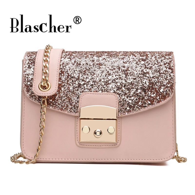 

Blascher Fashion Luxury Glitter Sequined Women Messenger Bag Chain Strap Flap Female Shoulder Bags Lady PU Crossbody Bags SCL41