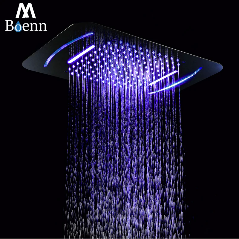 Ceiling Embedded Shower Head LED Light SUS304 Bathroom Remote Control Color Shower Waterfall Rainfall Showers 580*380mm Ceiling Embedded Shower Head LED Light SUS304 Bathroom Remote Control Color Shower Waterfall Rainfall Showers 580*380mm