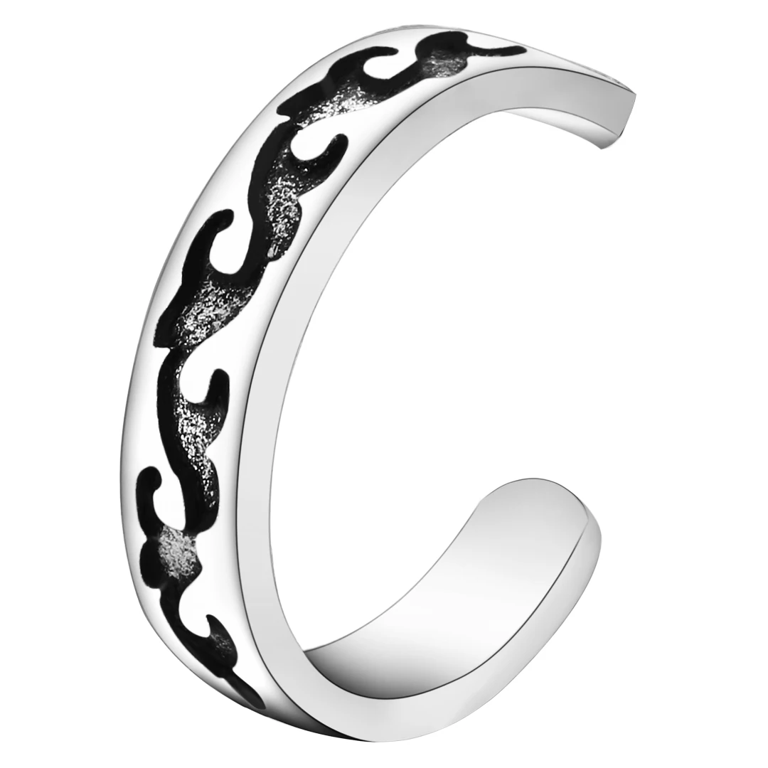 Vintage Antique Silver Carved Flower Toe Ring Foot Jewelry Geometric Metal Wave Flower Toe Ring Adjustable Jewelry For Women