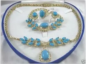 

Free shippingBeautiful Turquoise necklace bracelet ring earring set