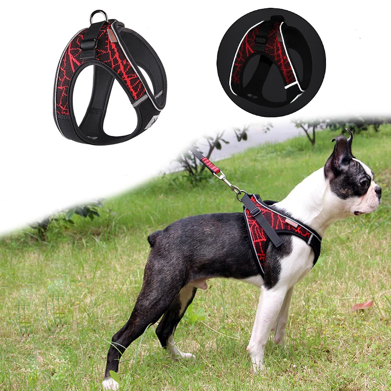 

No Pull Dog Harness Adjustable Reflective Pet Collar Dog Walking Mesh Vest For Small Dogs Puppy Cat Harness Strap Pets Supplies
