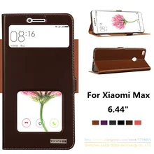 6Colors For New Phone Xiaomi Max,Top Quality Natural Genuine Leather Window Magnet Flip Stand Cover Case For Xiaomi Mi Max 6.44″