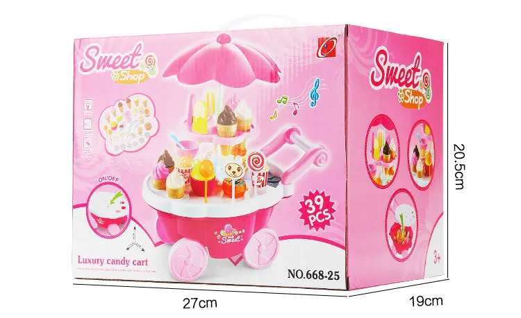 Sweet Shop Luxury Candy Cart Play House Toys Set 39pcs Colored