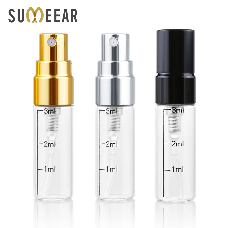 

3ml Scale Refillable Mini Perfume Spray Bottle Aluminum Spray Atomizer Portable Travel Cosmetic Container Bottles 100pieces/lot