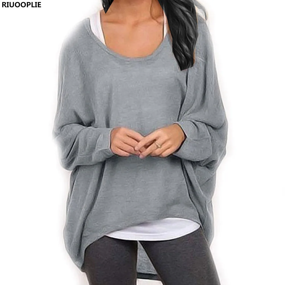 RIUOOPLIE Womens Long Sleeve T Shirt Sweater Lady Loose Baggy Tops Plus Sizewomen long sleeve t