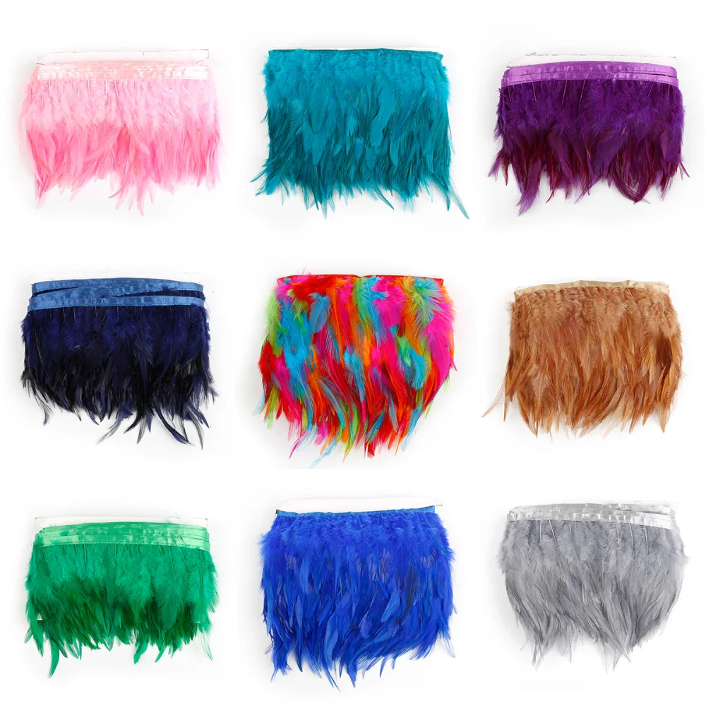 

1Meter Multi Color 8-10cm Chicken Cock Feathers Trim Cloth Sideband Chicken Pheasant Feather Trims Clothing Wedding Decoration