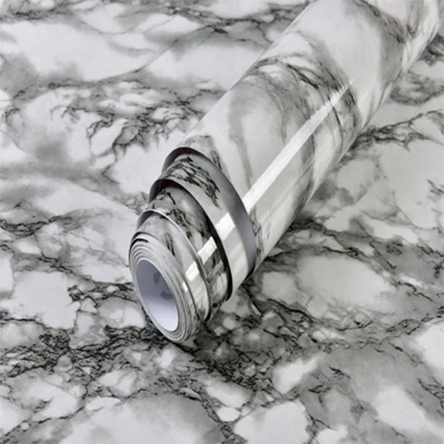1 м самоклеющиеся мраморные однотонные обои виниловые ПВХ водонепроницаемый декор для ванной комнаты Стикеры для гостиной рабочего стола отремонтированные наклейки - Цвет: Marble Dark Gray