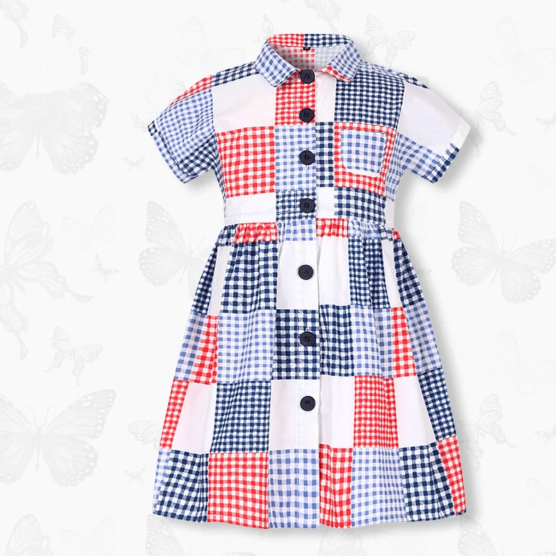 W.L.MONSOON Girls dress Summer dress 2018 New Korean version child Cotton lattice dress sleeve summer W.L.MONSOON Girls dress Summer dress 2018 New Korean version child Cotton lattice dress sleeve summer