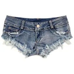 Женские джинсовые шорты Лето отверстие кисточкой с низкой талией Короткие мини джинсы стрейч бикини джинсовые шорты с низкой посадкой
