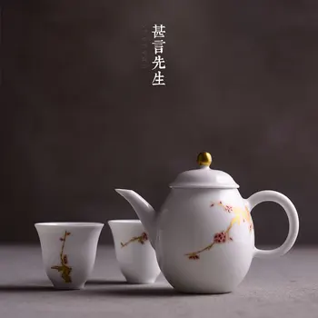 

Very Sweet White Sprinkler Gold Ceramic Teapot Hand-painted Small Single Pot Teapot Jingdezhen White Porcelain Kungfu Tea Set