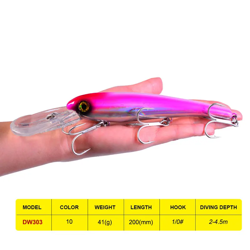 

1PC Fishing Bait Exported to USA 3D Fishing Tackle 10 color 41g/20cm Big Baits With 1/0 # Hook Fishing Lure
