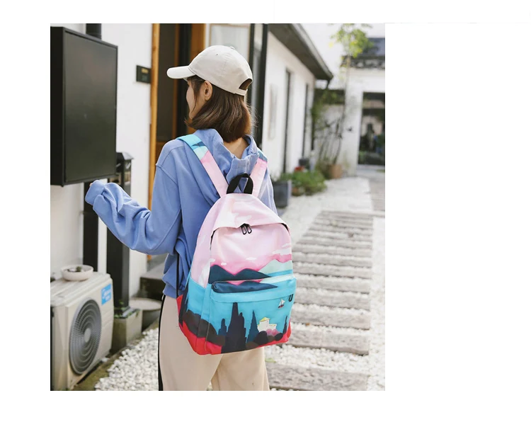 Menghuo Fresh Canvas Backpack Women Landscape School Bags for Teenagers Girls New Backpack Travel Bag Rucksack Mochilas Knapsack_34_06