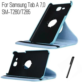 

Top Quality 360 Degree Rotating Stand PU Leather Cover for Samsung Galaxy Tab A T280 T285 7 inch Tablet Case+Free Stylus Pen
