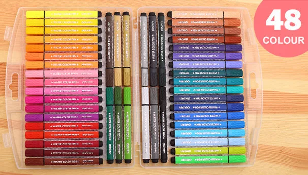 Моющиеся цветные ручки для рисования акварельные ручки набор художественных маркеров канцелярские принадлежности для детей рисование для девочек и мальчиков подарки безопасные нетоксичные - Цвет: 48colors