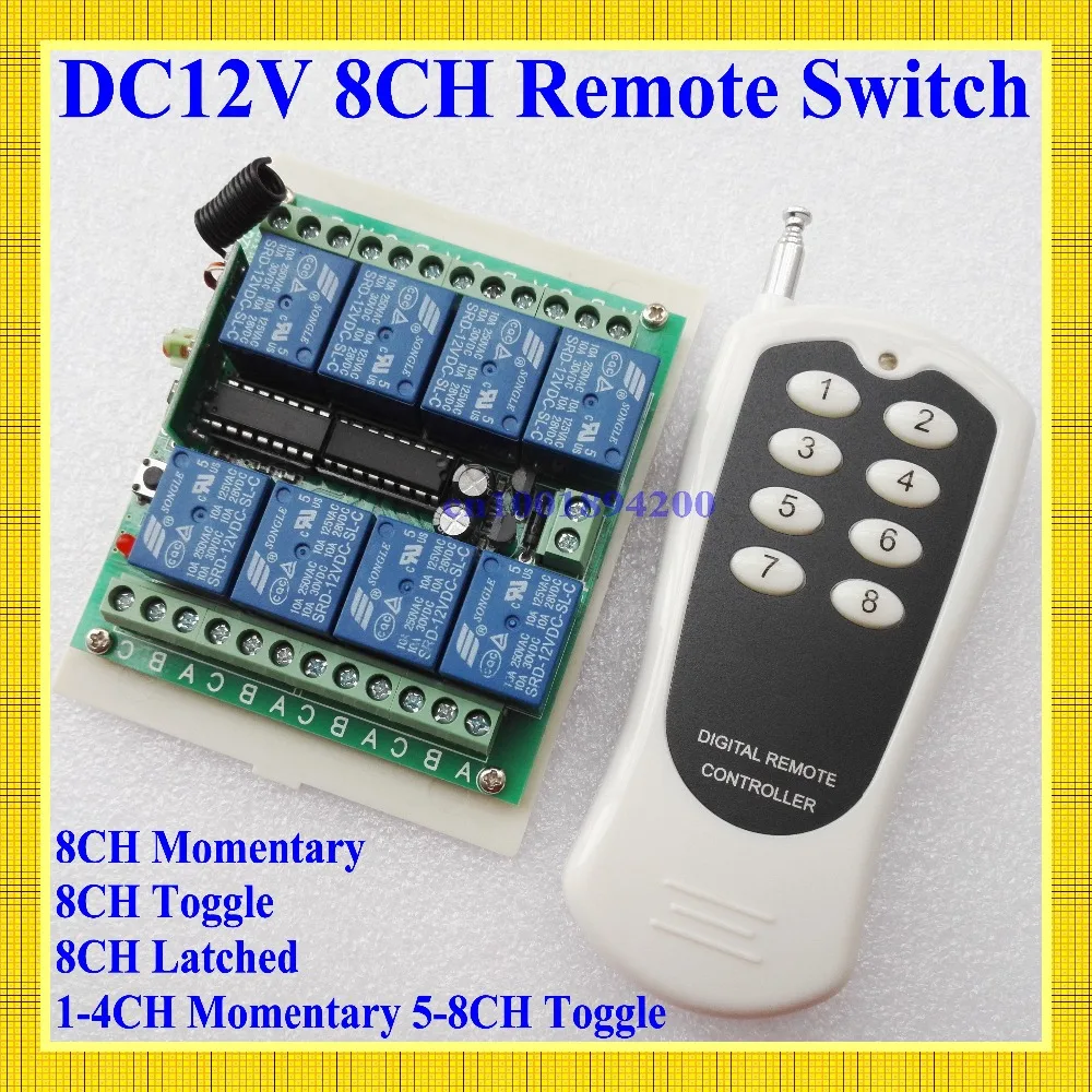 

12V 8 CH channel RF Wireless Remote Control Switch & Remote Control System receiver transmitter 315/433 8CH Relay NC NO COM